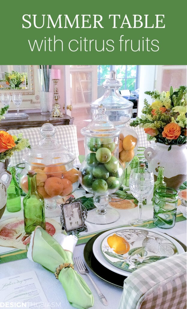 summer table with citrus fruits