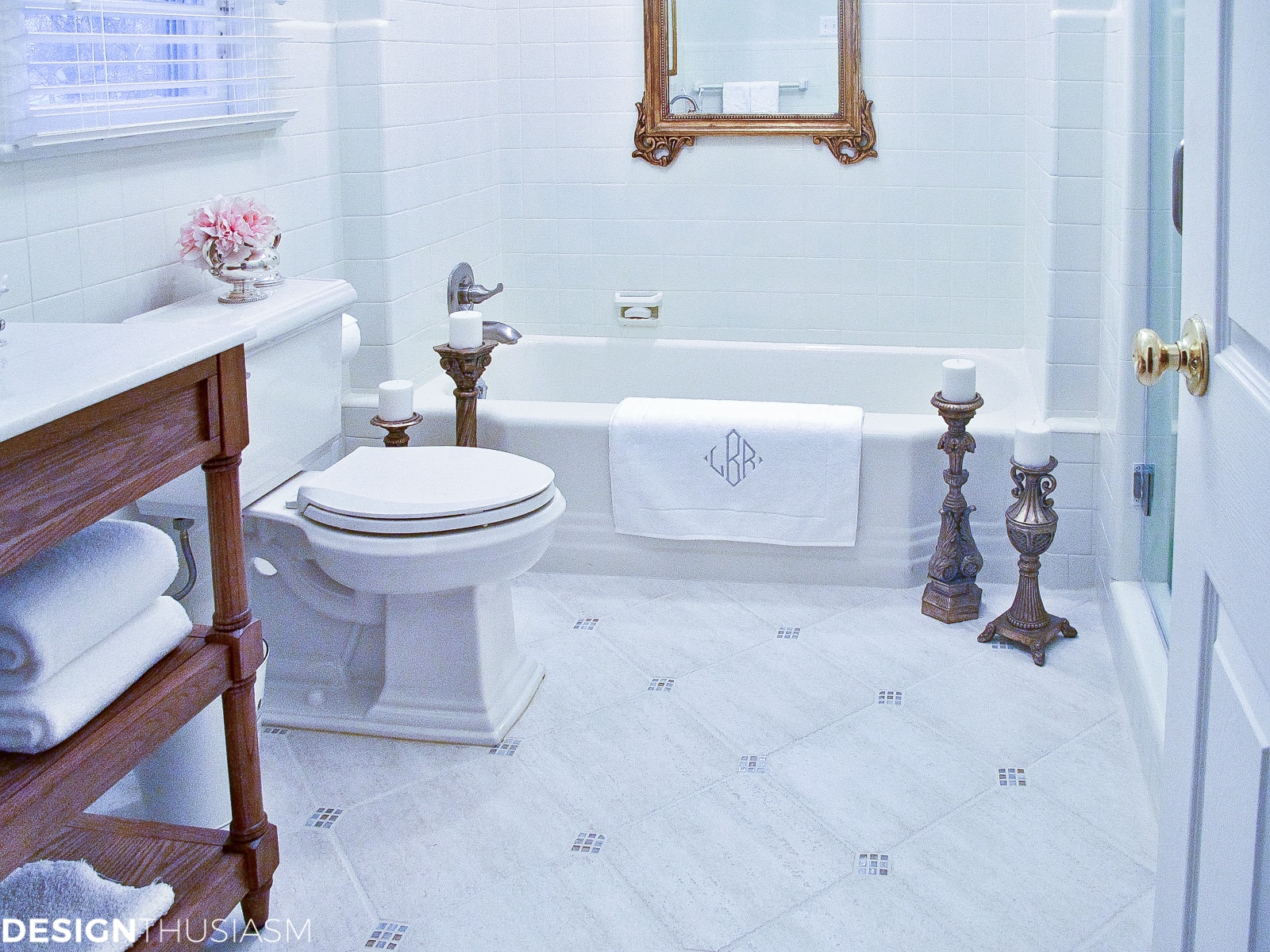 Bathroom Ideas on a Budget | Creamy White Painted Tile - terilynadamsblog.com