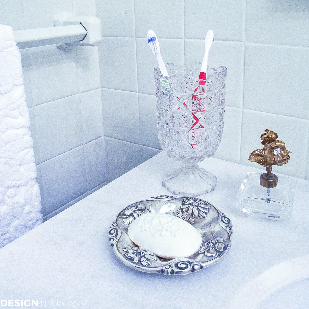 Bathroom Ideas on a Budget | Creamy White Painted Tile - terilynadamsblog.com