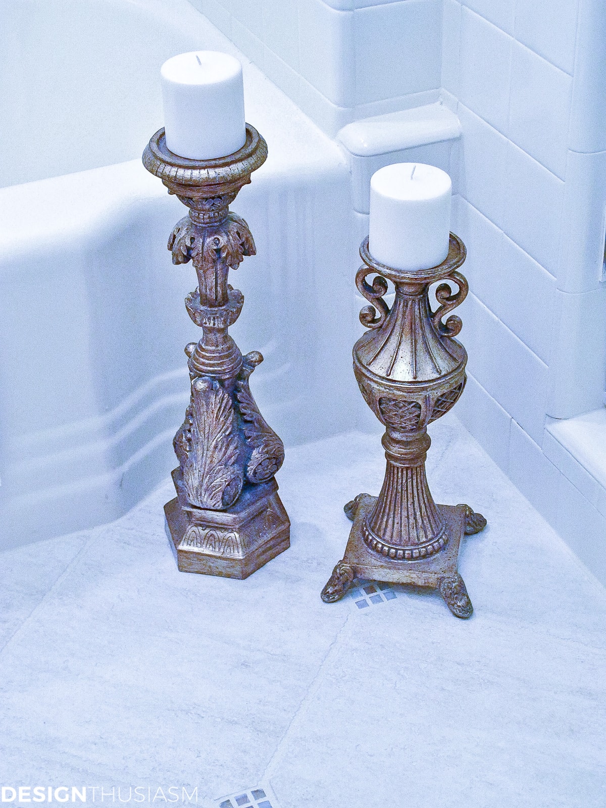 Bathroom Ideas on a Budget | Creamy White Painted Tile - terilynadamsblog.com