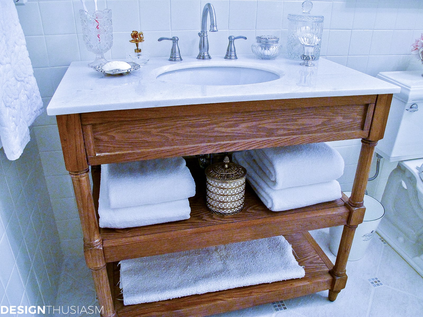 Bathroom Ideas on a Budget | Creamy White Painted Tile - terilynadamsblog.com