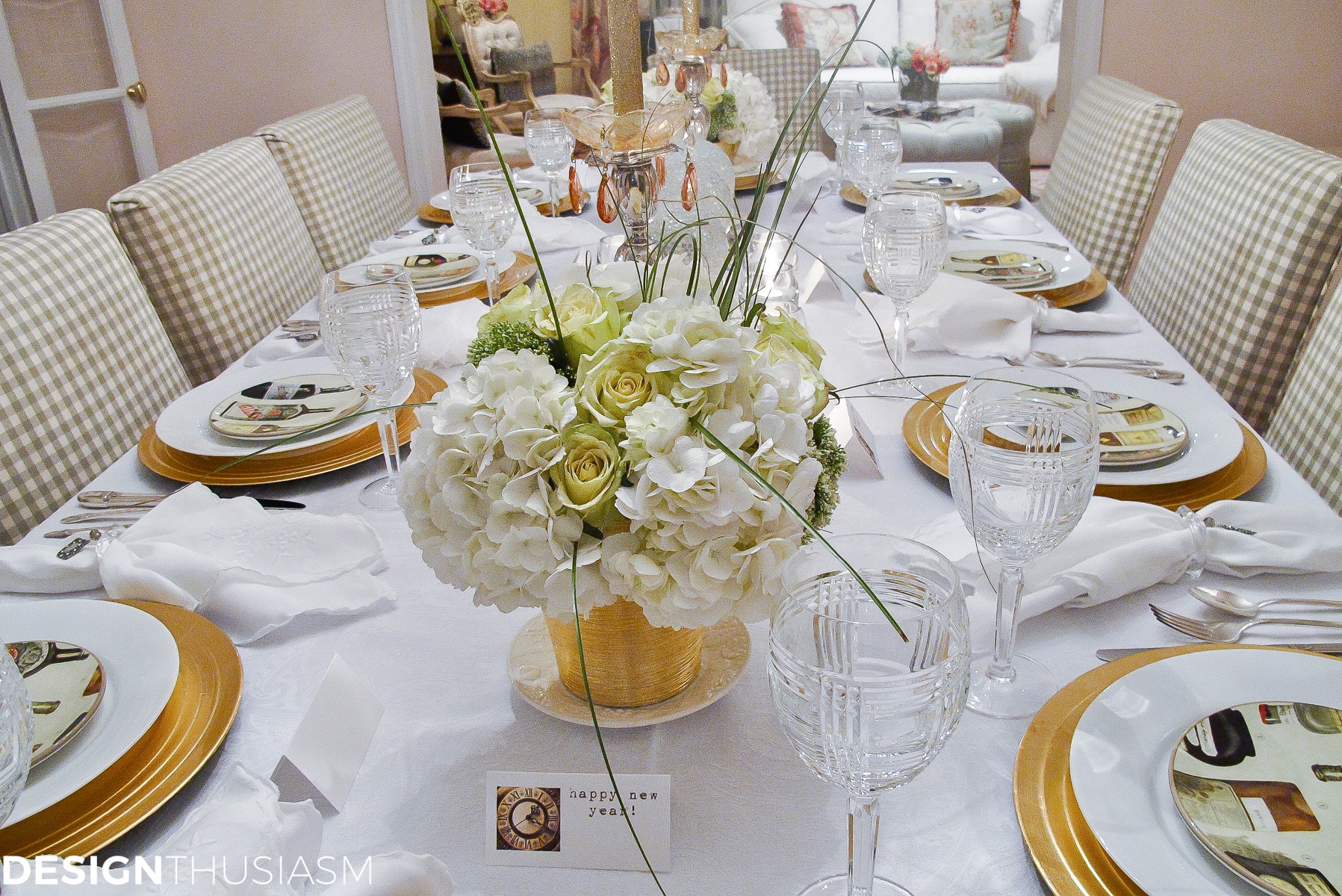 New Years Eve Party Themes | Tablescape with Timepieces - terilynadamsblog.com