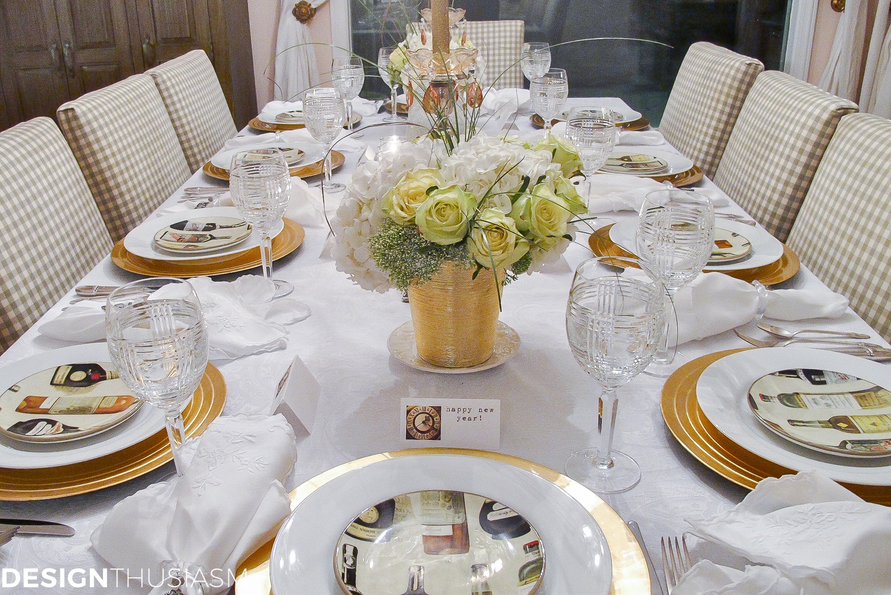 New Years Eve Party Themes | Tablescape with Timepieces - terilynadamsblog.com
