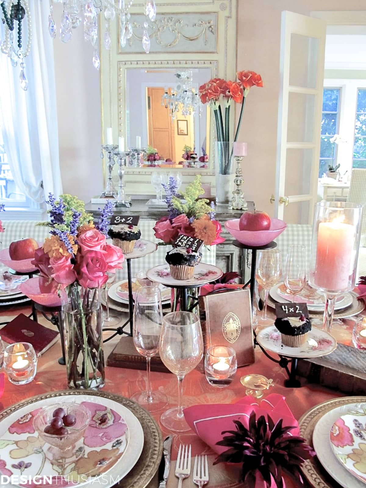 book club table setting with vintage books