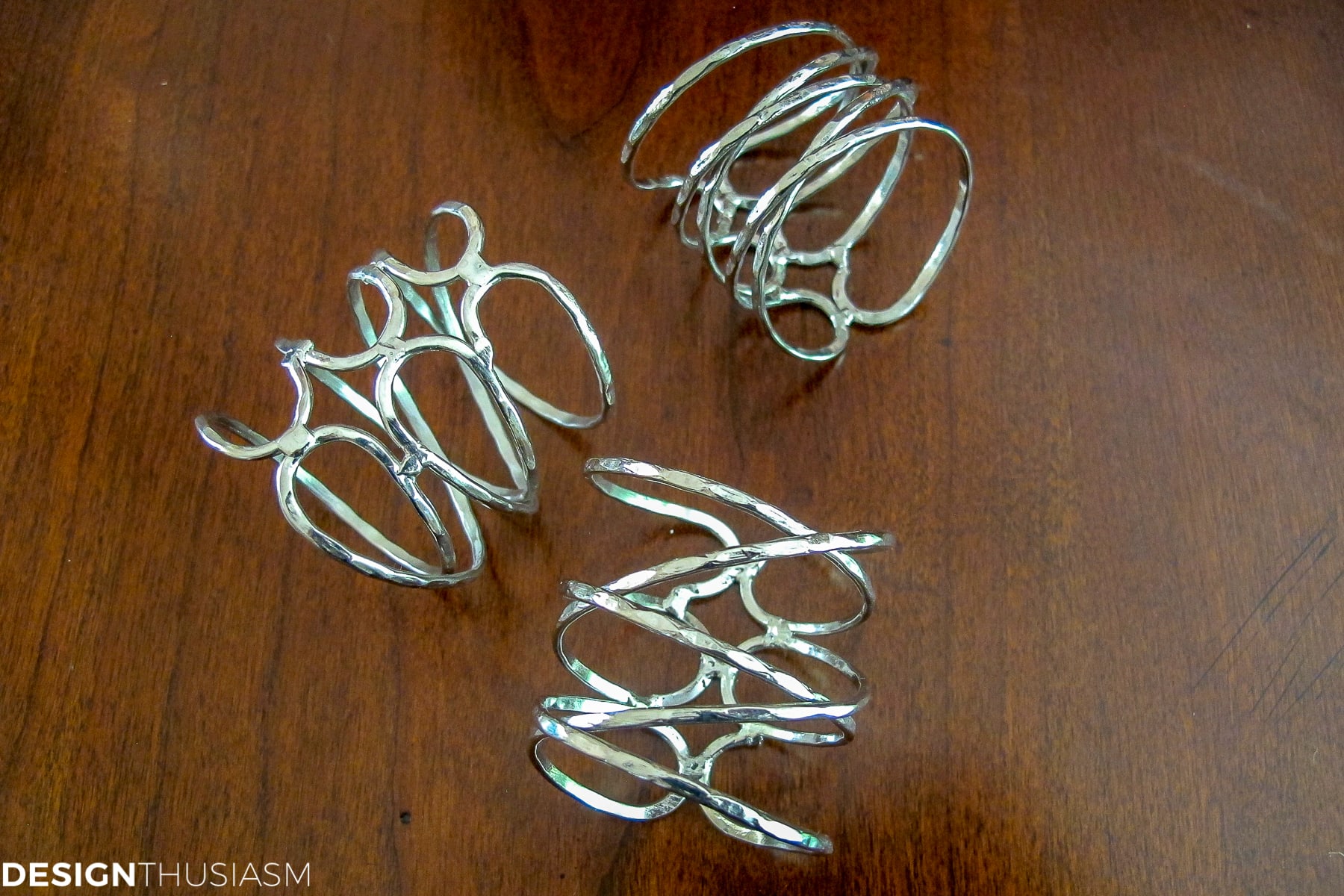 silver napkin rings for DIY napkin rings project