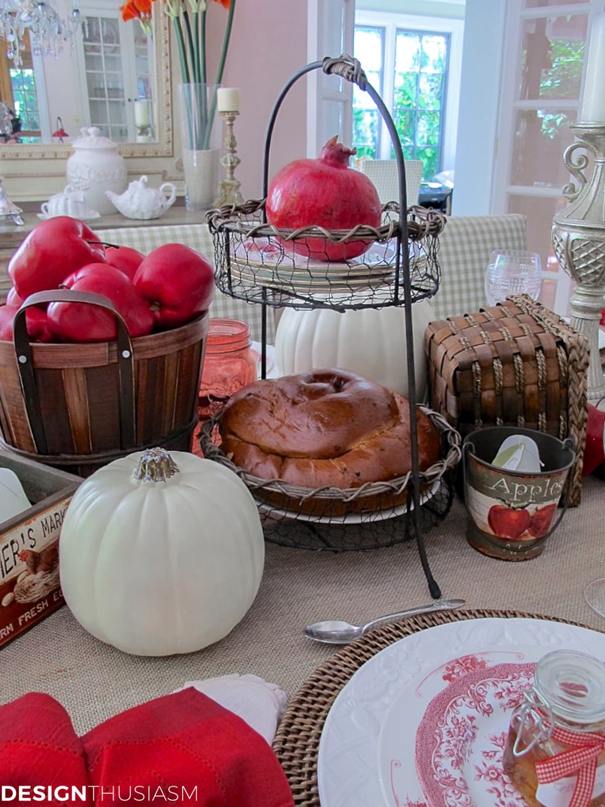 harvest fruits in rustic table decor