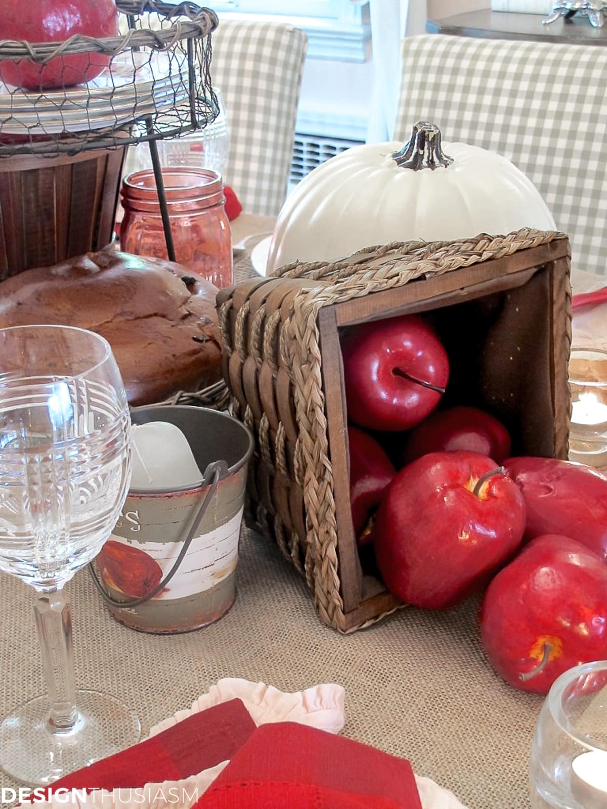 basket of apples in a rustic tabelscape