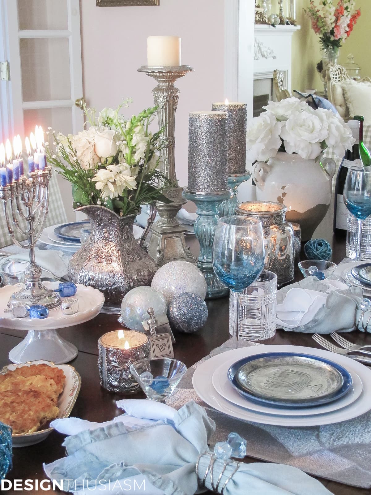 Festival of Lights Hanukkah Table Setting | terilynadamsblog.com