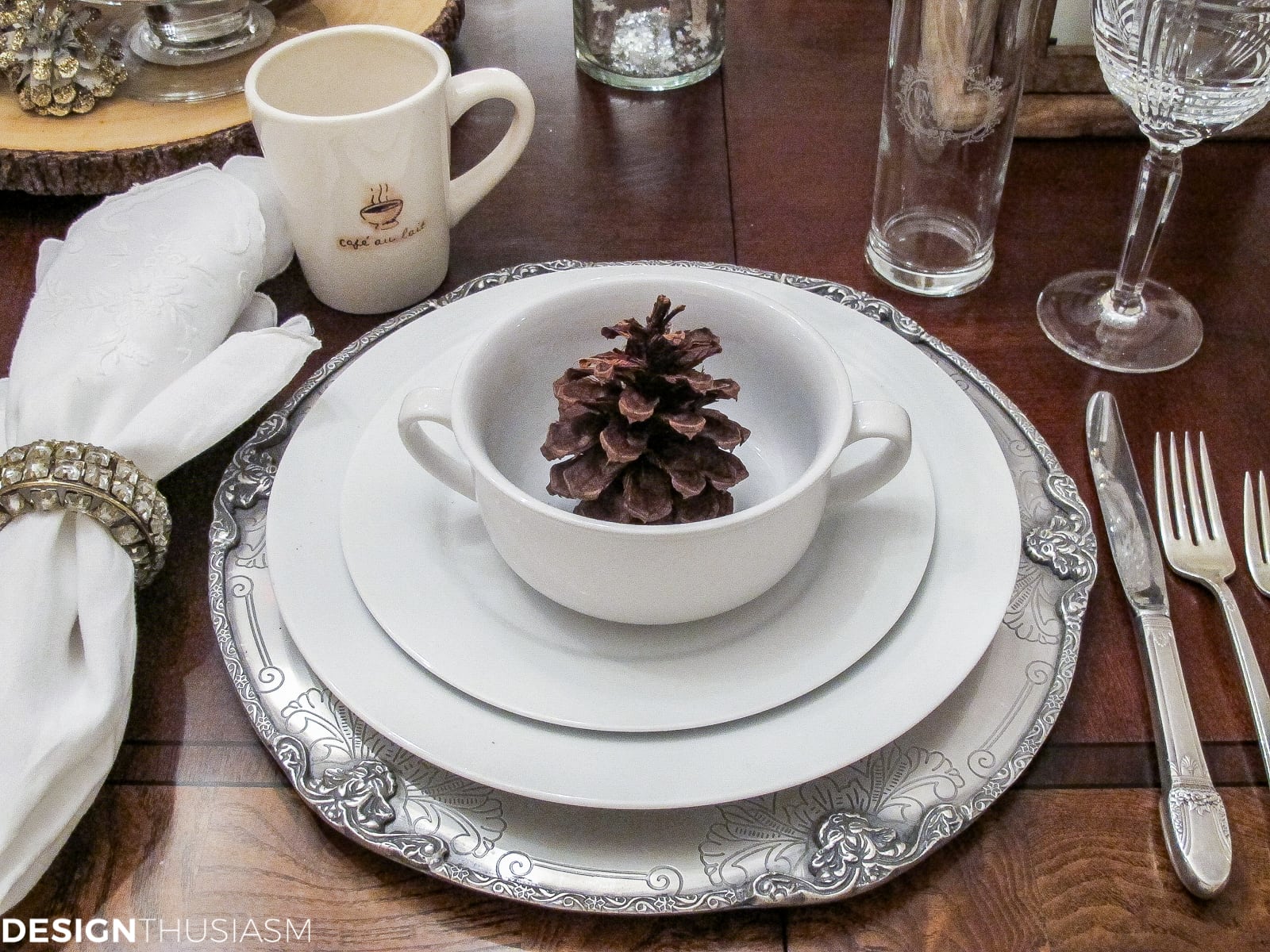 Winter Decorations Add Flavor to a White Tablescape | Designthuisasm.com