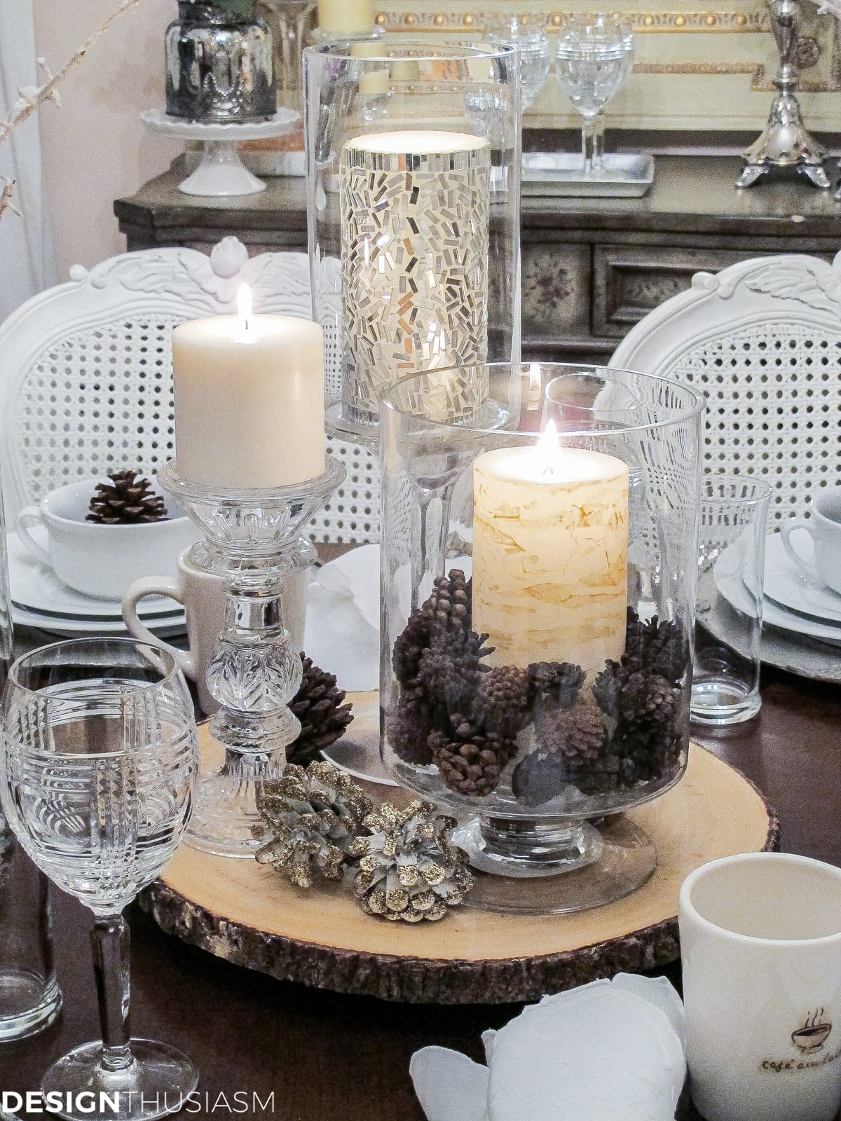 Winter Decorations Add Flavor to a White Tablescape | Designthuisasm.com