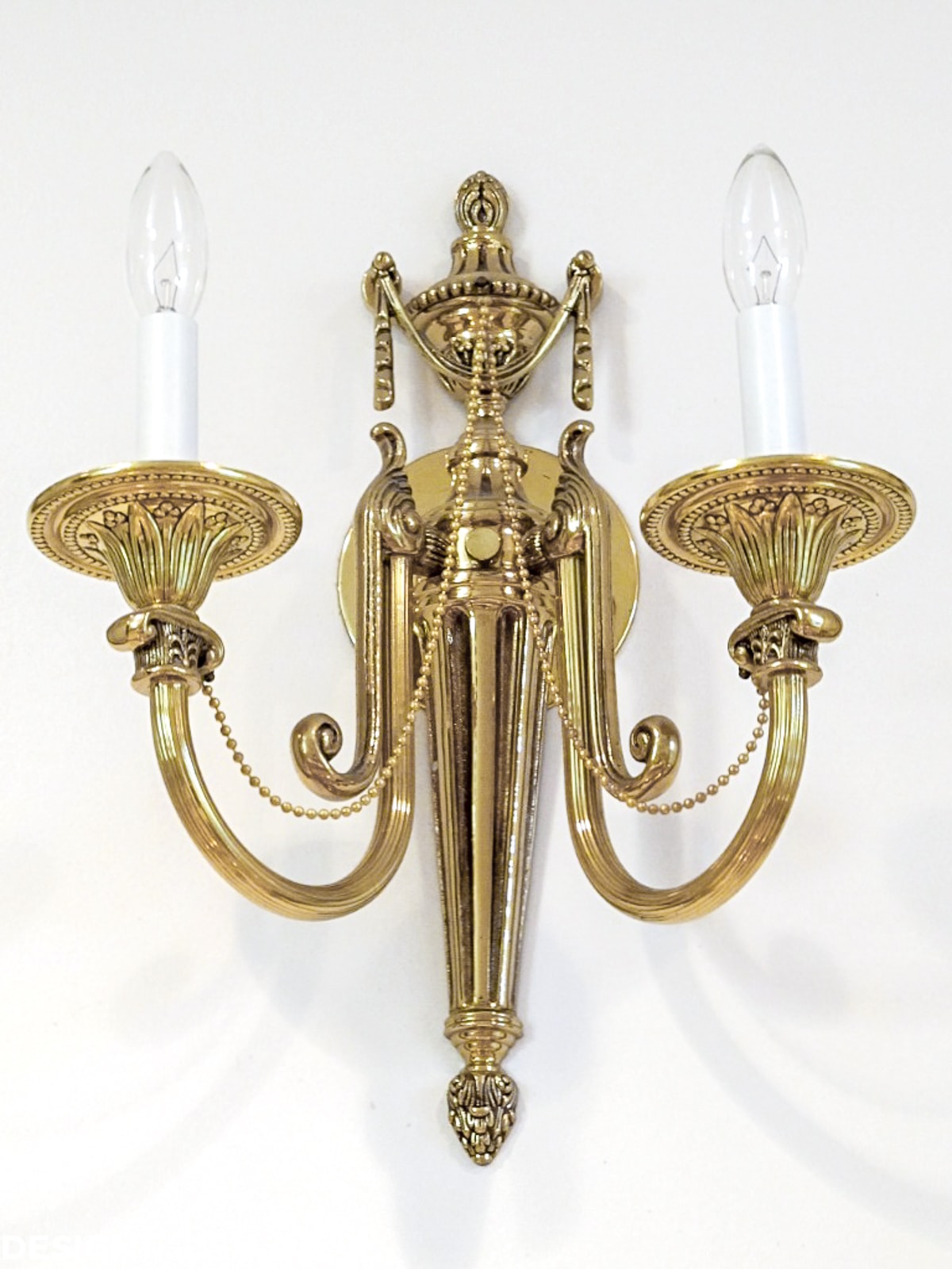 master bath remodel brass sconce