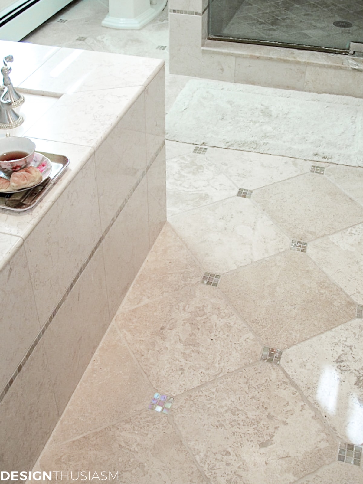 master bath remodel marble floor