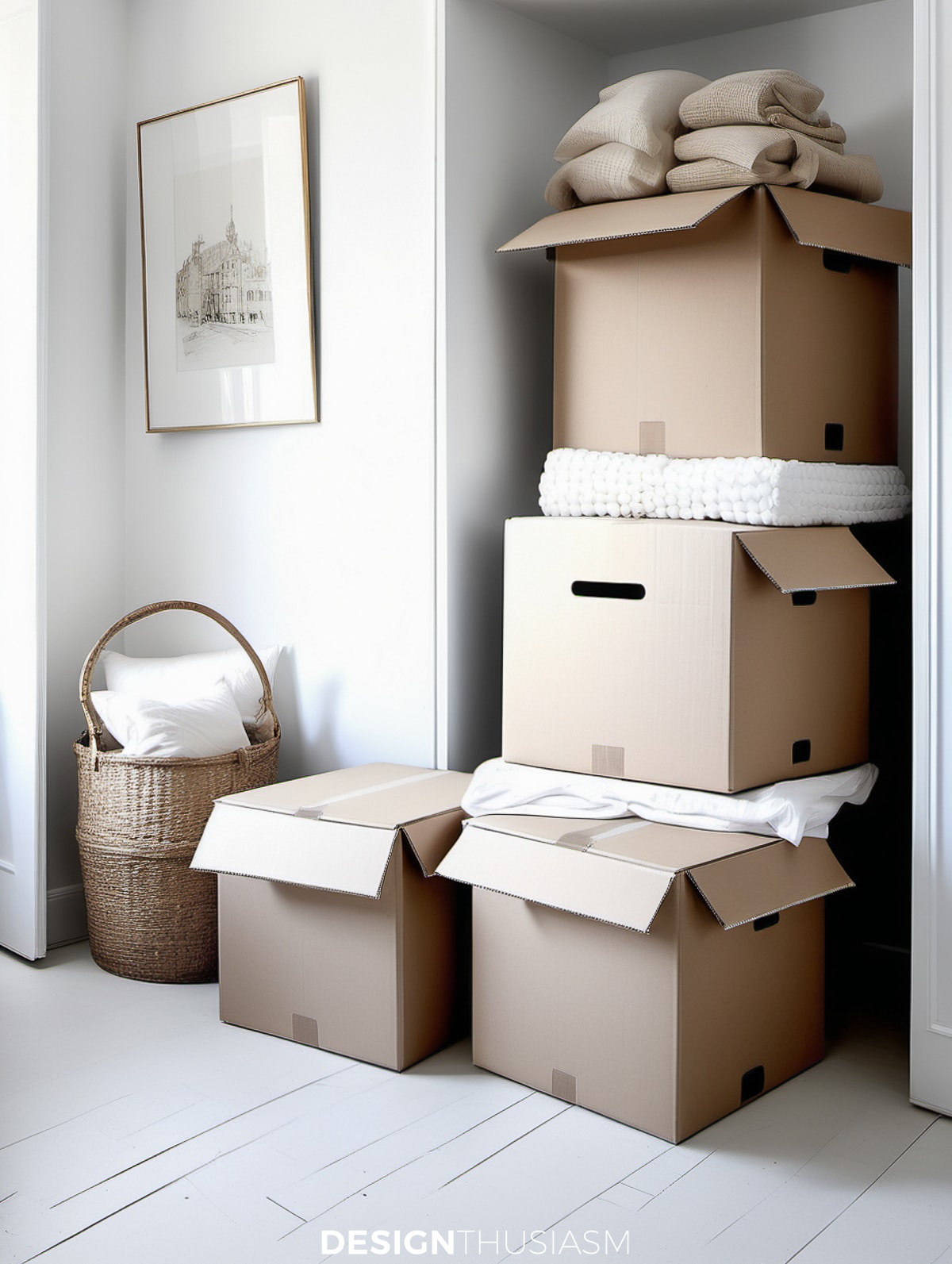 packing while selling boxes in the hallway