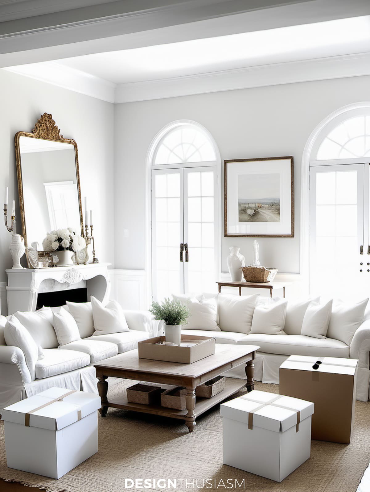 boxes in the living room