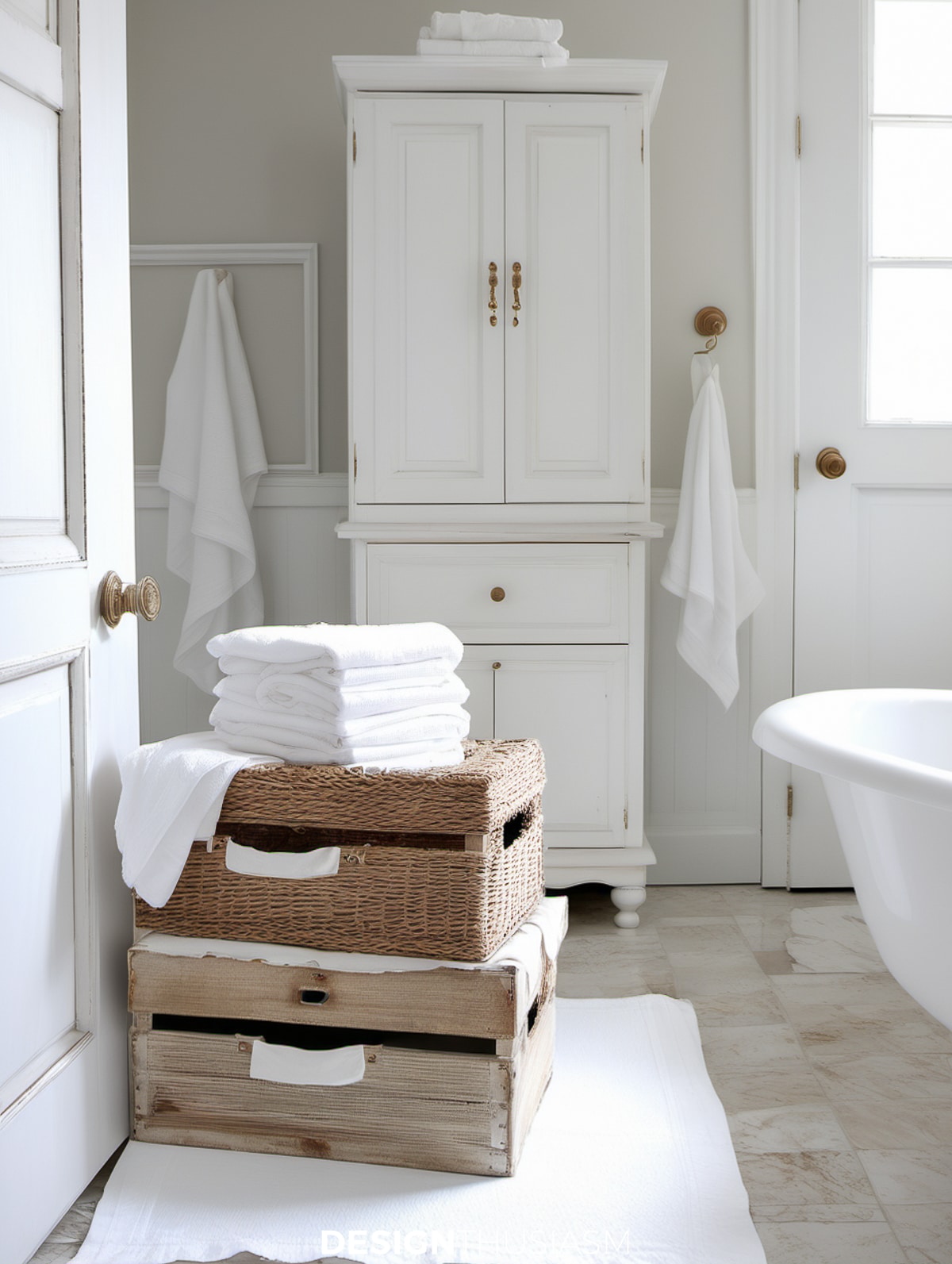 boxes in the bathroom