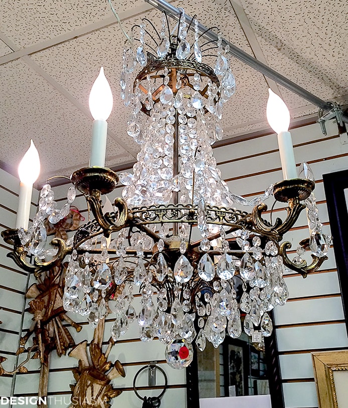 antique brass and crystal chandelier