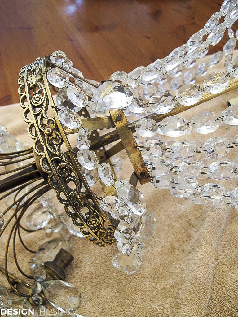 antique brass and crystal chandelier
