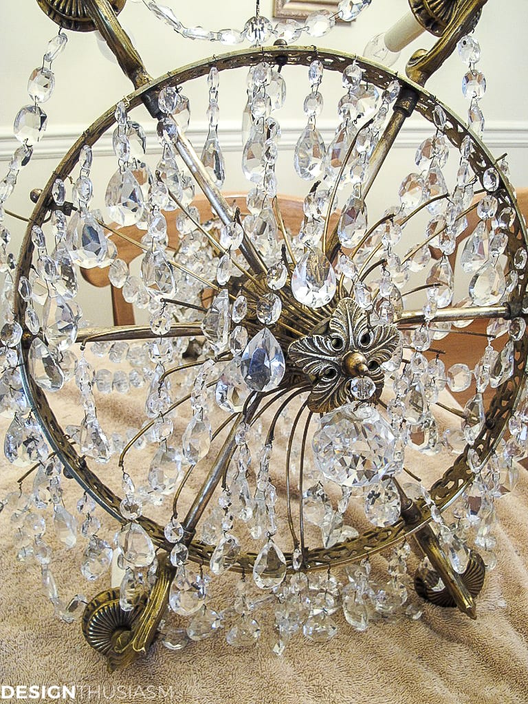 antique brass and crystal chandelier