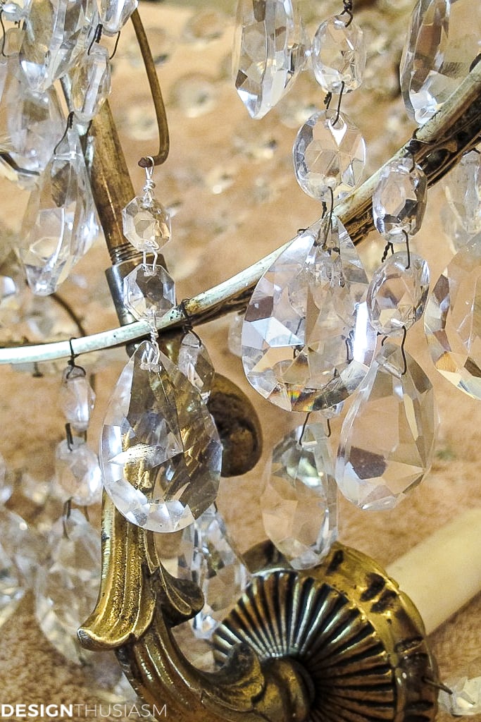 antique brass and crystal chandelier