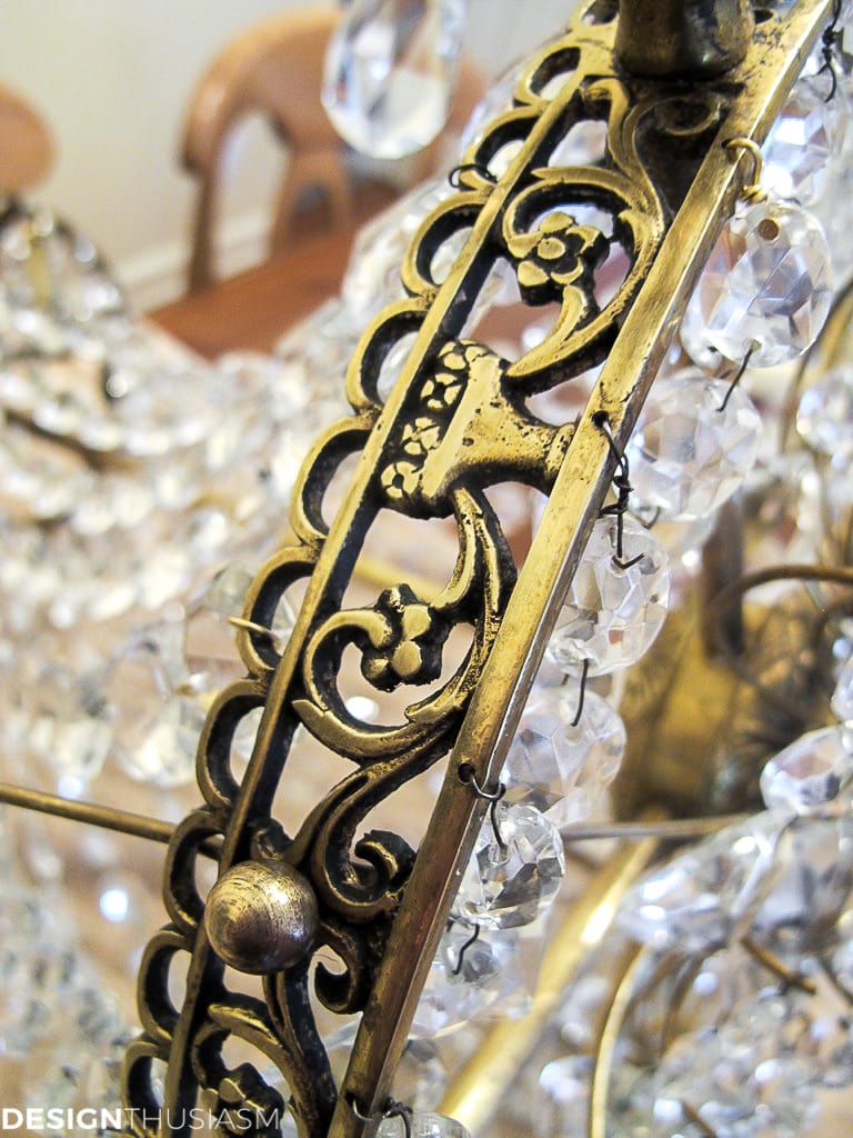 antique brass and crystal chandelier