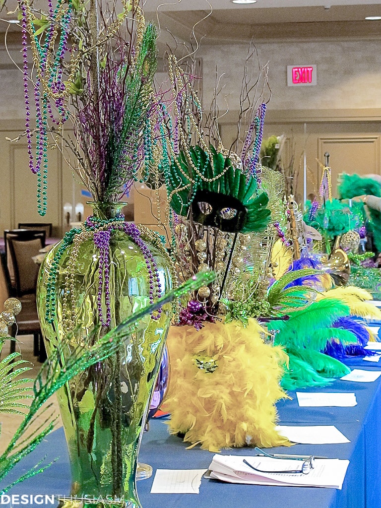 Mardi Gras decorations and centerpieces