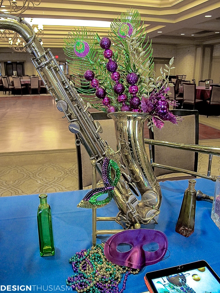 Mardi Gras decorations and centerpieces