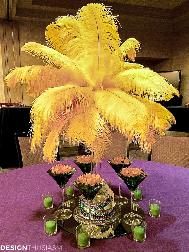 Mardi Gras decorations and centerpieces