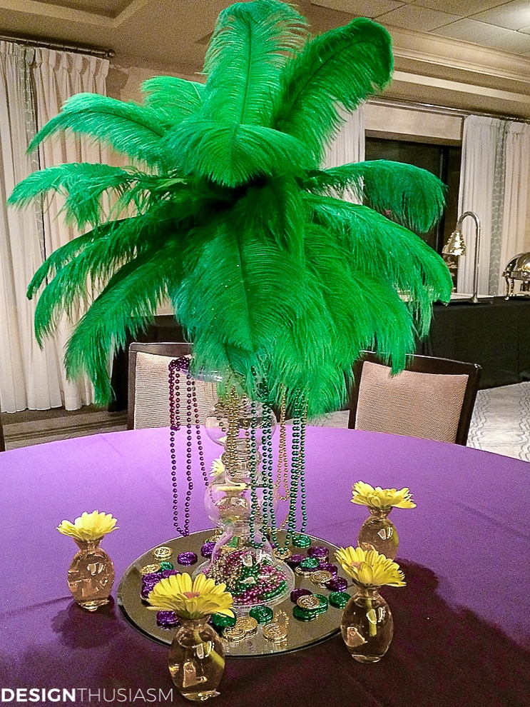 Mardi Gras decorations and centerpieces