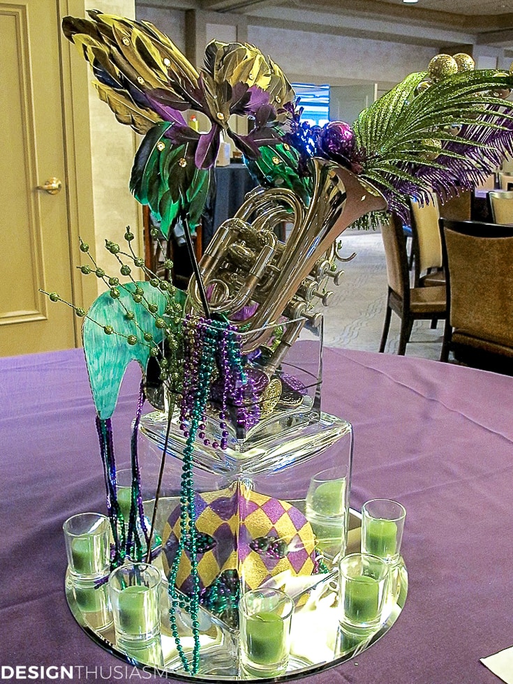 Mardi Gras decorations and centerpieces