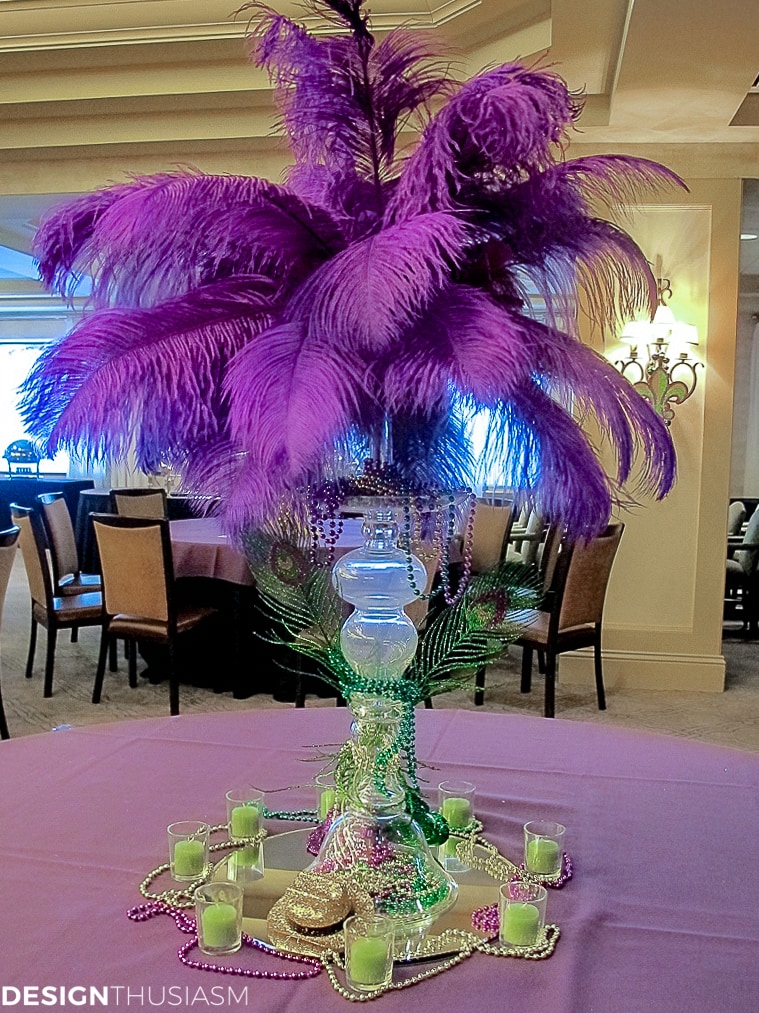 Mardi Gras decorations and centerpieces