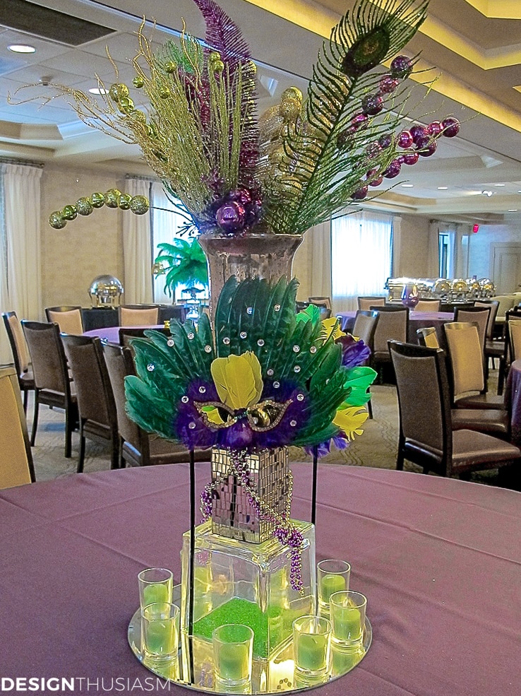 Mardi Gras decorations and centerpieces