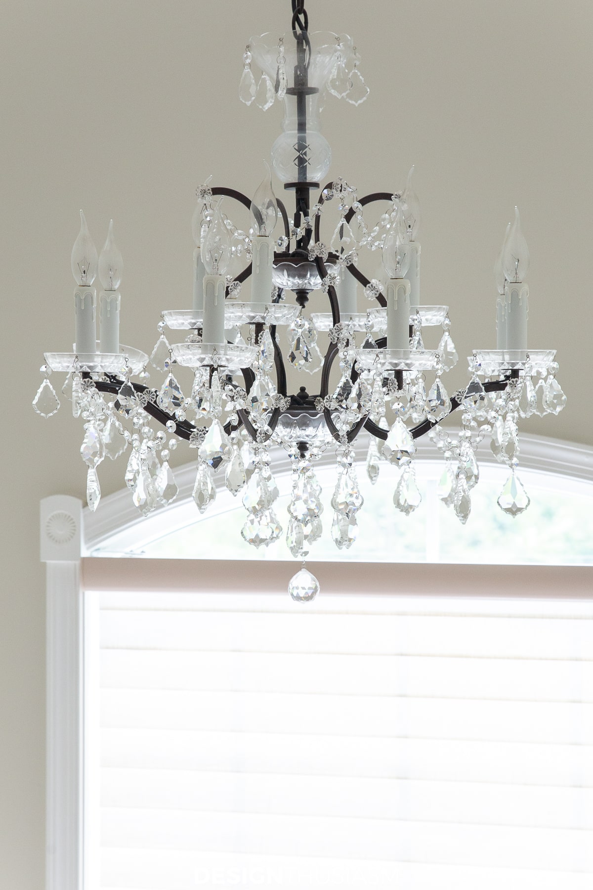stairway nook crystal chandelier