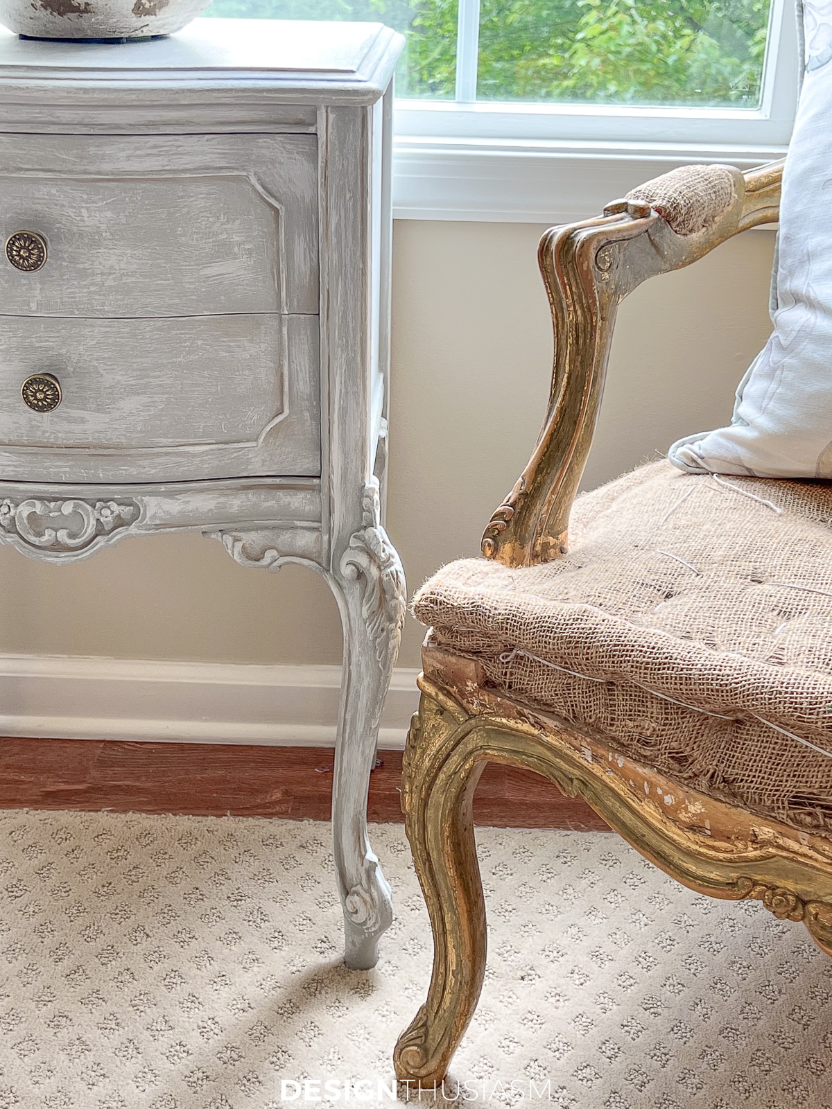 stairway nook french curved leg furniture
