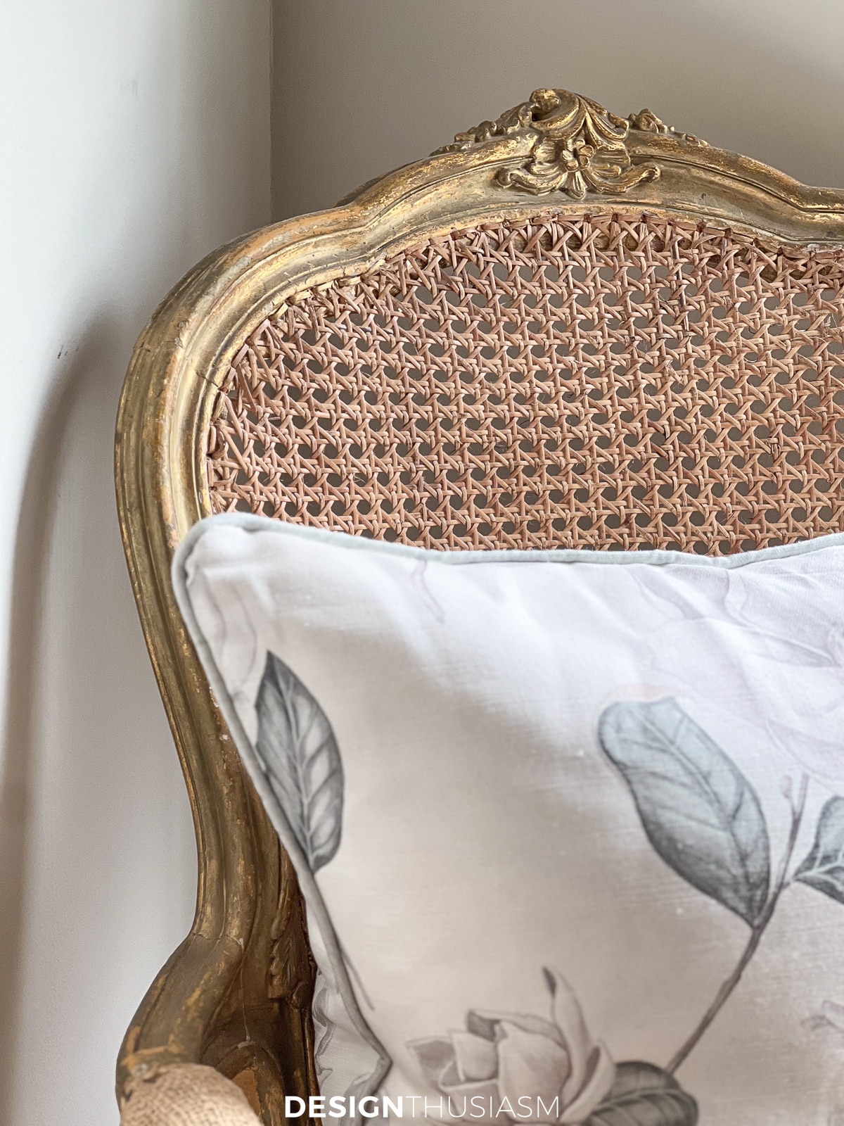 stairway nook cane back french chair
