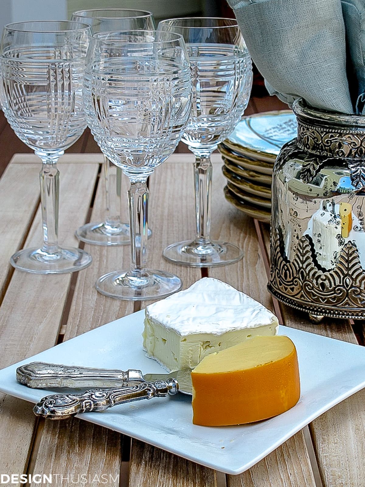 wine and cheese on the patio