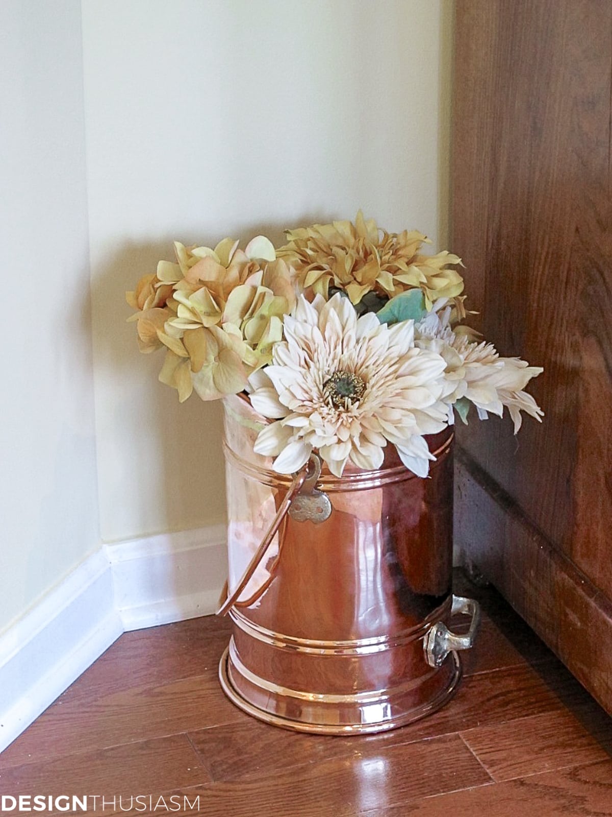 copper planter living room arrangement