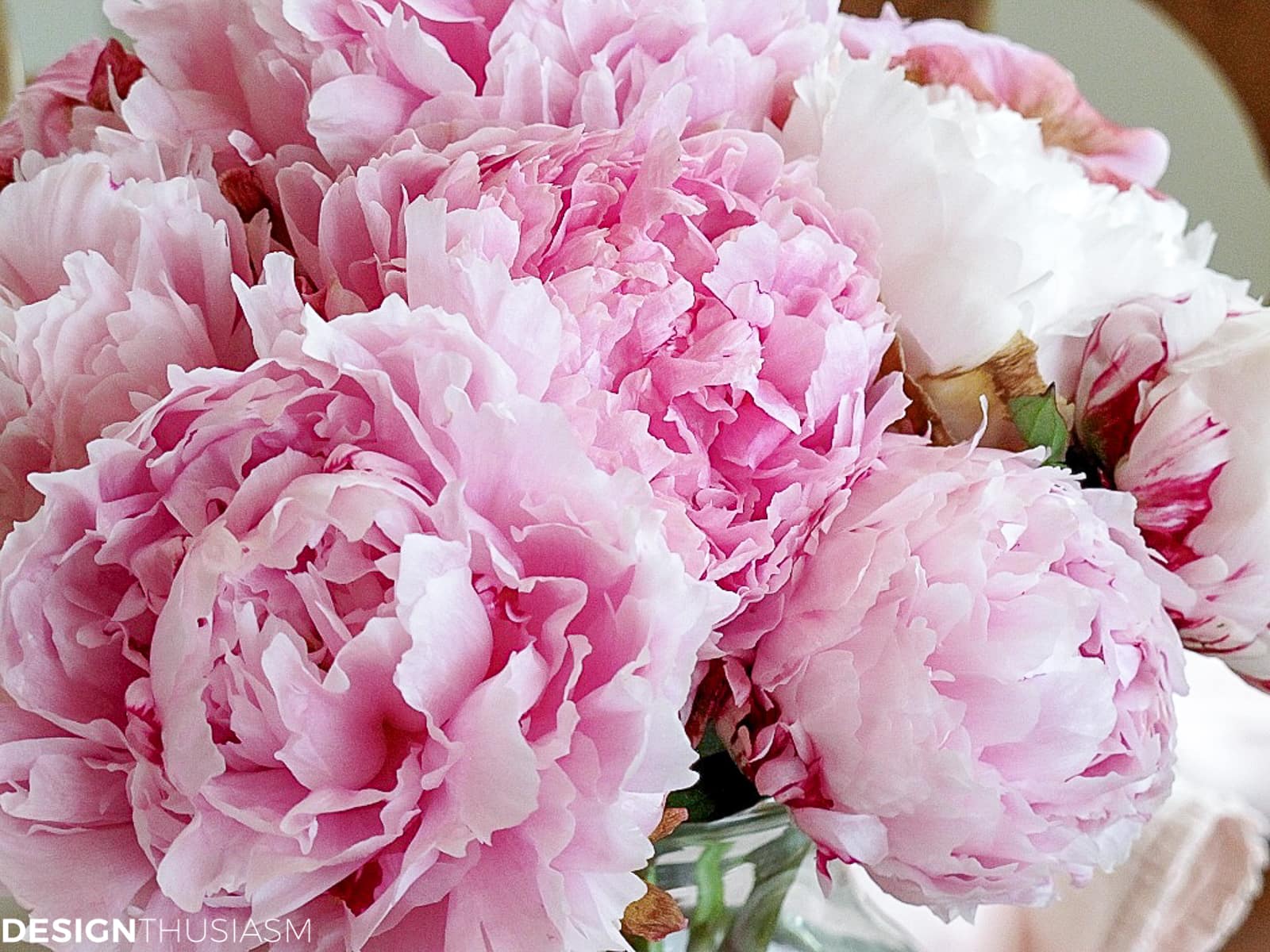 peonies for table setting for lunch