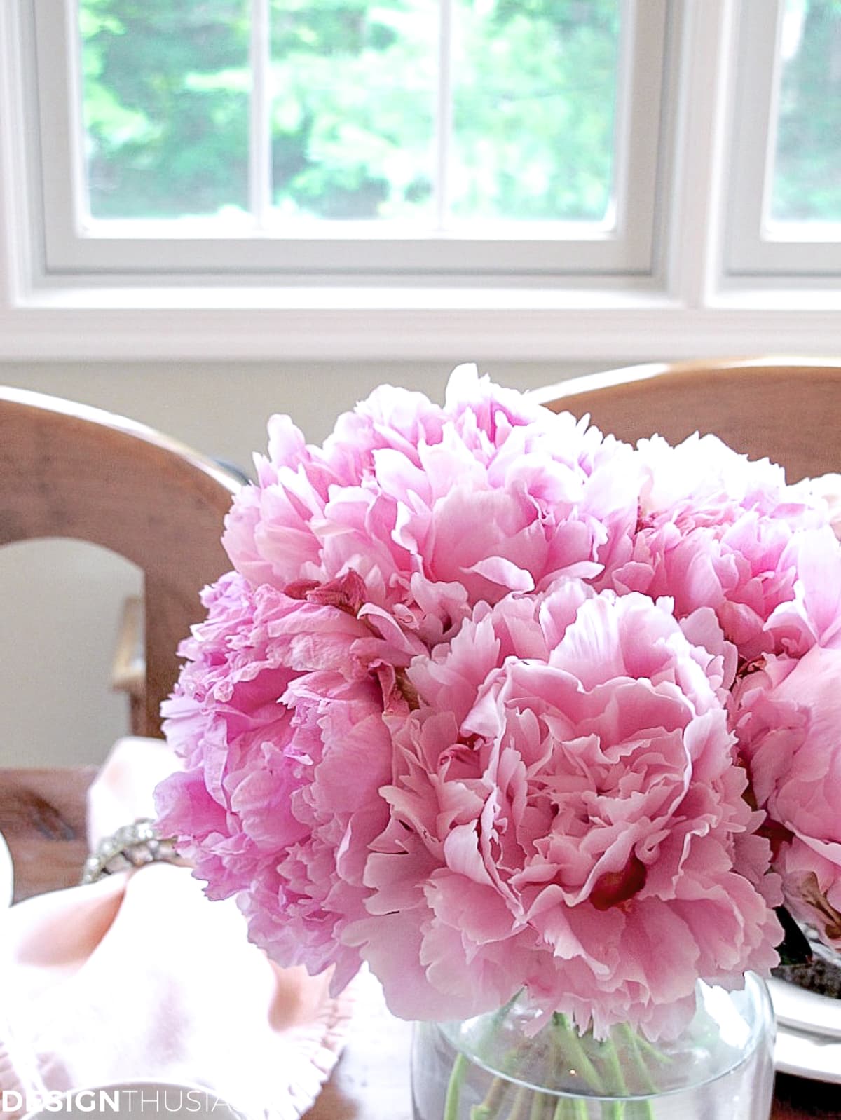 peonies centerpiece for lunch