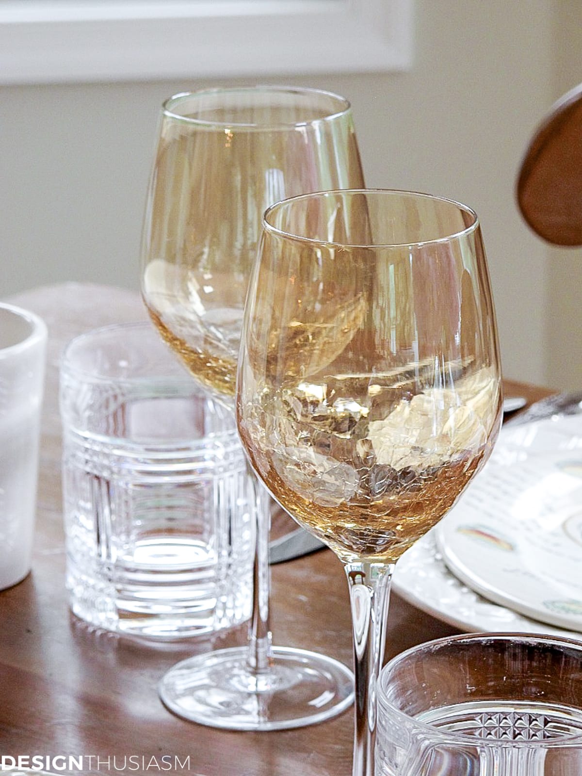 wine goblets for table setting for lunch