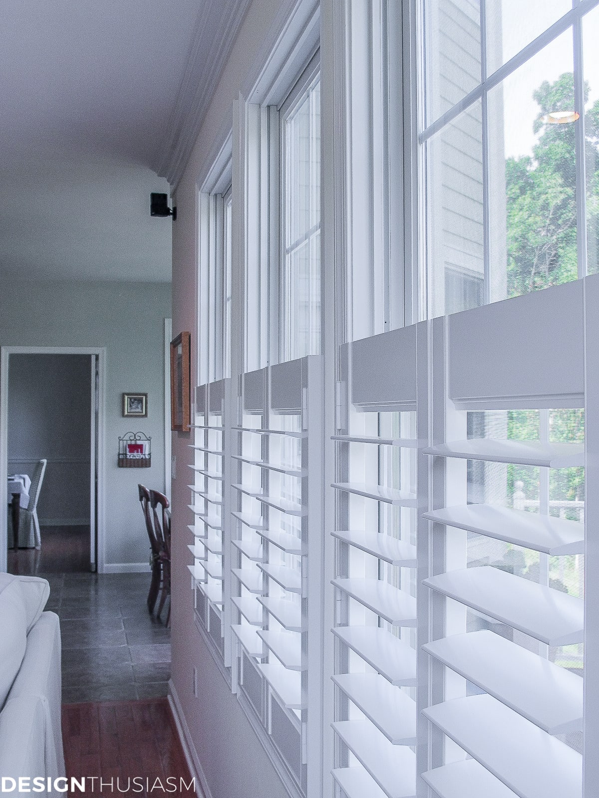 family room plantation shutters