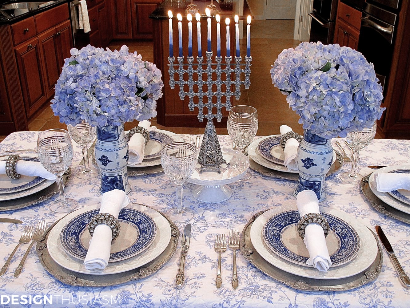 French Toile in a Blue and White Holiday Table Setting - terilynadamsblog.com