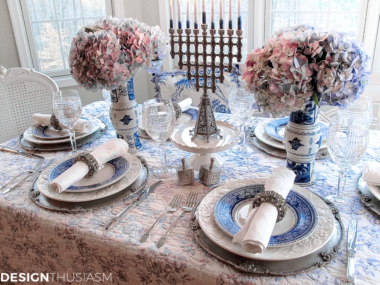 French Toile in a Blue and White Holiday Table Setting - terilynadamsblog.com