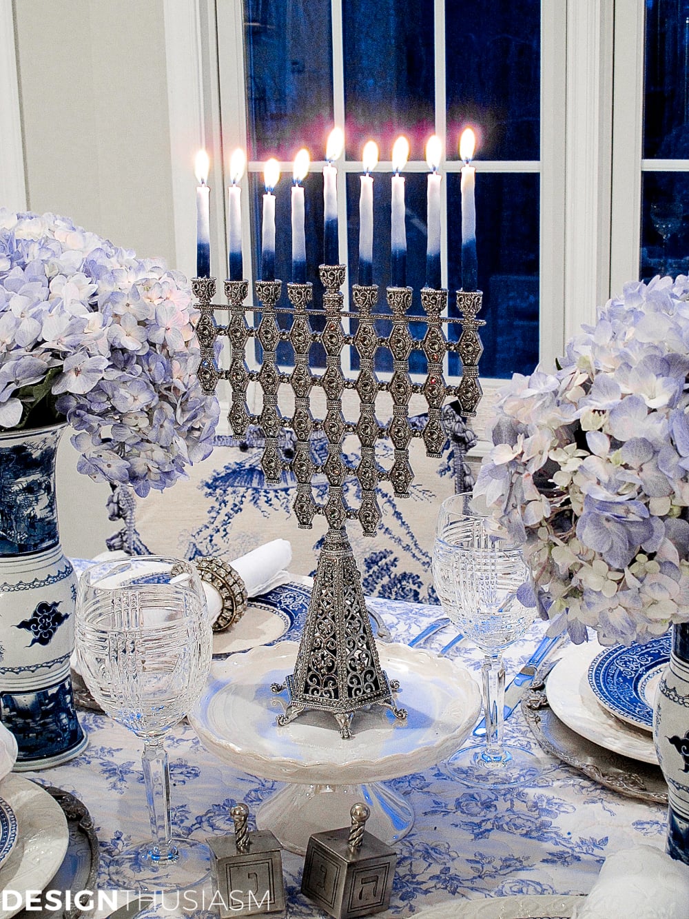 French Toile in a Blue and White Holiday Table Setting - terilynadamsblog.com