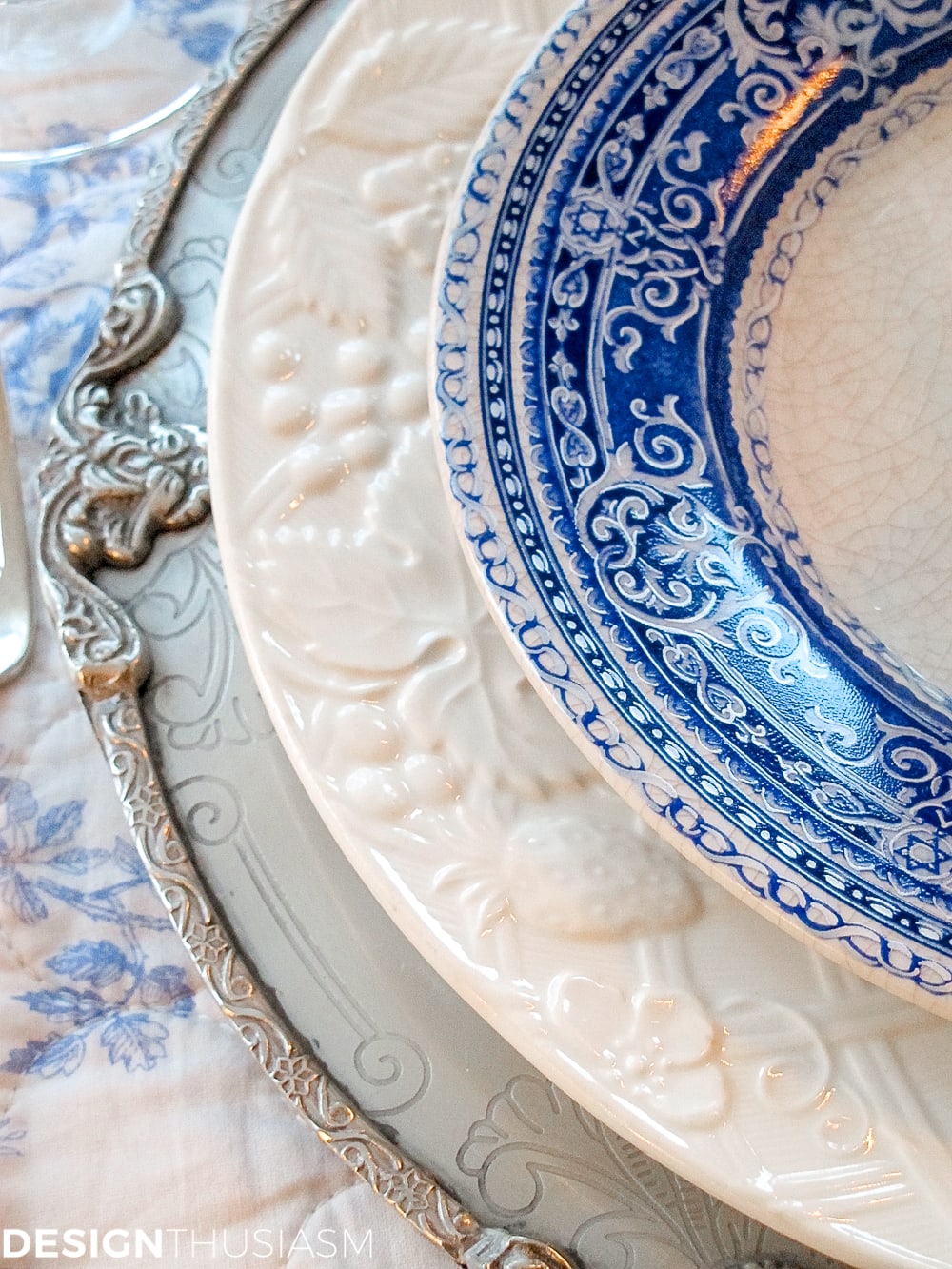 French Toile in a Blue and White Holiday Table Setting - terilynadamsblog.com