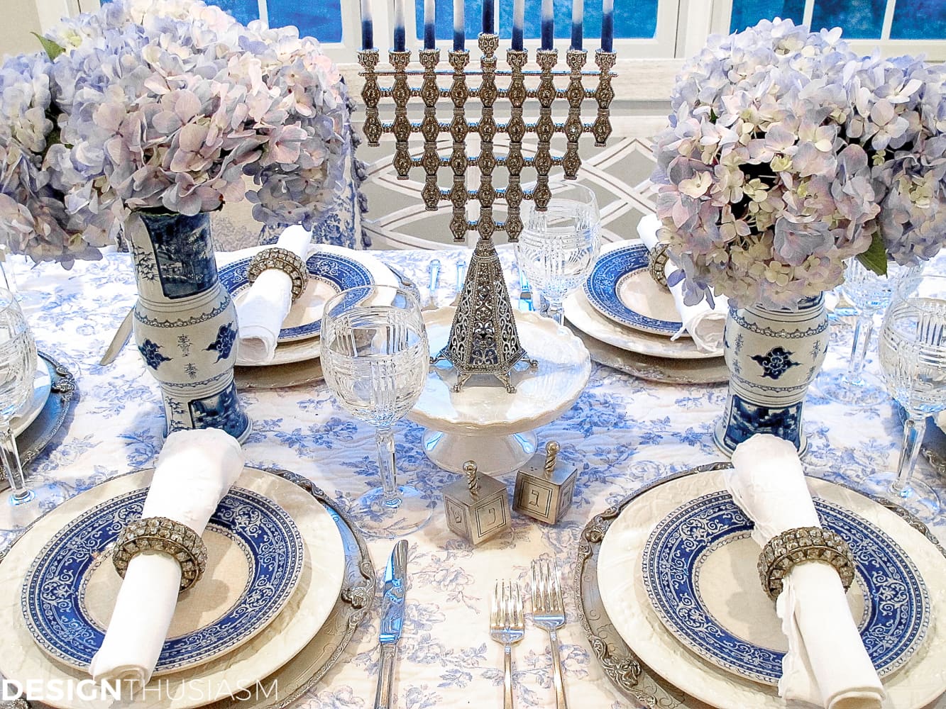 French Toile in a Blue and White Holiday Table Setting - terilynadamsblog.com