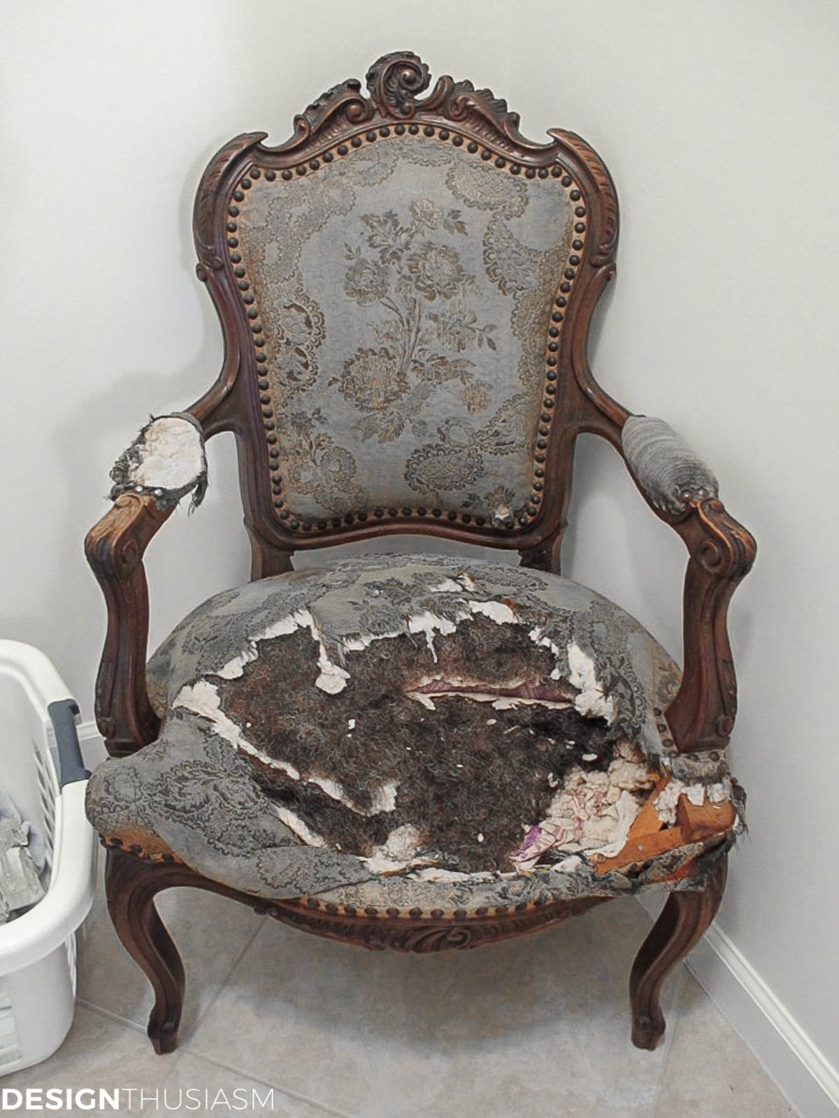 tattered vintage French chair