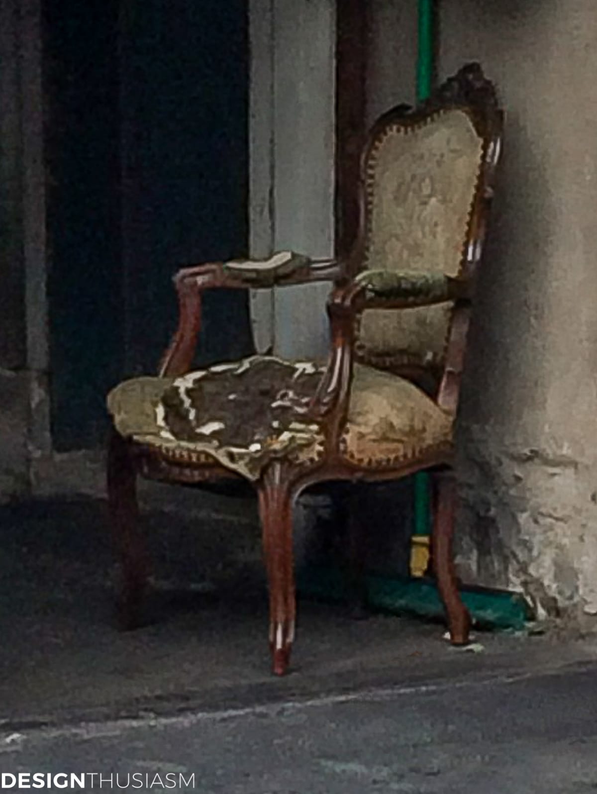 tattered vintage French chair