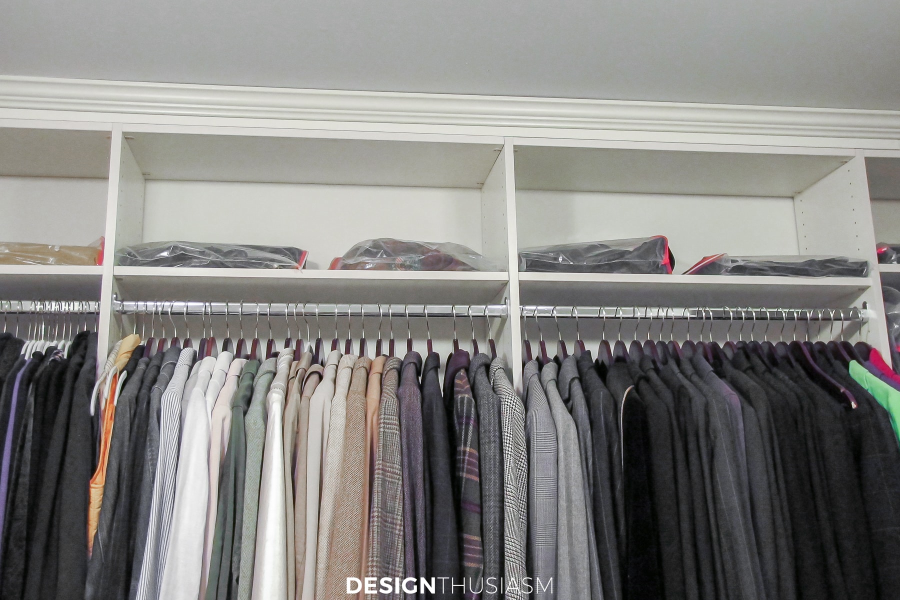 closet organization upper shelf