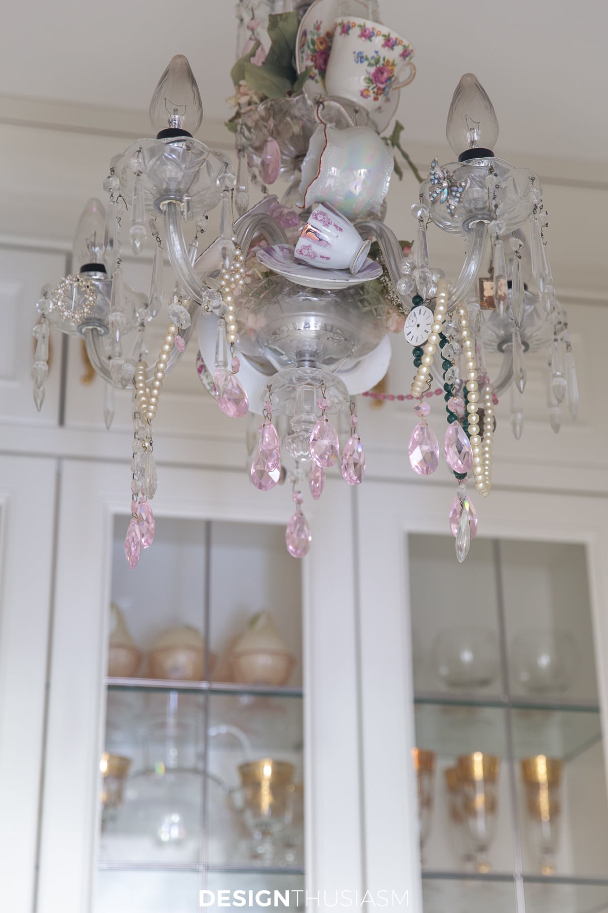 french styled butler's pantry teacup chandelier
