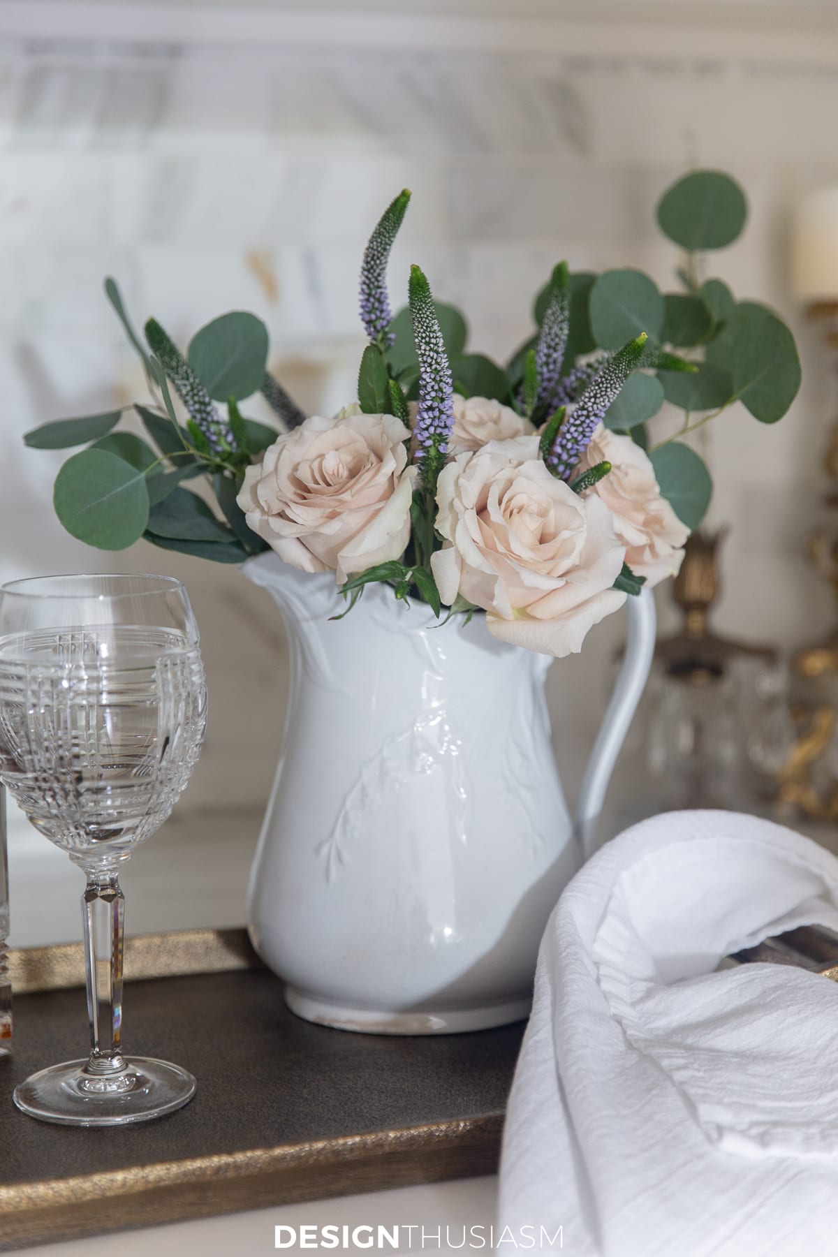french butler's pantry floral in an ironstone pitcher